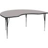 Flash Furniture Wren 48”W x 72”L Kidney Grey HP Laminate Activity Table – Standard Height Adjustable Legs(Grey)