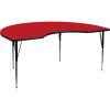 Flash Furniture Wren 48”W x 72”L Kidney Grey HP Laminate Activity Table – Standard Height Adjustable Legs(Red)
