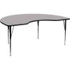 Flash Furniture Wren 48”W x 72”L Kidney Oak Thermal Laminate Activity Table – Standard Height Adjustable Legs(Grey)