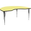 Flash Furniture Wren 48”W x 72”L Kidney Oak Thermal Laminate Activity Table – Standard Height Adjustable Legs(Yellow)