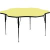 Flash Furniture Wren 60” Flower Oak Thermal Laminate Activity Table – Standard Height Adjustable Legs(Yellow)