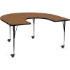 Flash Furniture Wren Mobile 60”W x 66”L Horseshoe Oak Thermal Laminate Activity Table – Standard Height Adjustable Legs(Oak)