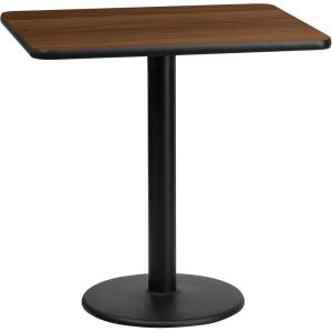 Flash Furniture 24” x 30” Rectangular Black Laminate Table Top with 18” Round Table Height Base(Walnut)