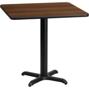 Flash Furniture 30” Square Mahogany Laminate Table Top with 22” x 22” Table Height Base(Walnut)