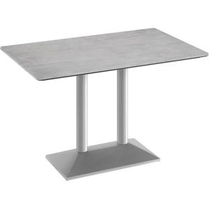 Flash Furniture Acadia 48×30 Indoor Outdoor Gray Faux Concrete Tabletop with Silver Dual Column Base, Scratch, Heat & UV Resistant, Seamless TopGuard Top and Edge(Gray Faux Concrete/Silver Base)