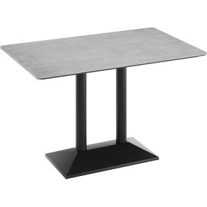 Flash Furniture Acadia 48×30 Indoor Outdoor Gray Faux Concrete Tabletop with Silver Dual Column Base, Scratch, Heat & UV Resistant, Seamless TopGuard Top and Edge(Gray Faux Concrete/Black Base)