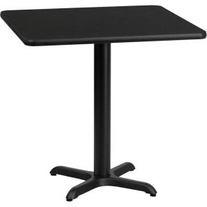 Flash Furniture Graniss 24” Square Walnut Laminate Table Top with 22” x 22” Table Height Base(Black)