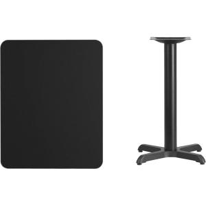 Flash Furniture Graniss 24” x 30” Rectangular Mahogany Laminate Table Top with 22” x 22” Table Height Base(Black)