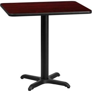 Flash Furniture Graniss 24” x 30” Rectangular Mahogany Laminate Table Top with 22” x 22” Table Height Base(Mahogany)