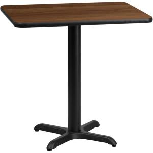 Flash Furniture Graniss 24” x 30” Rectangular Mahogany Laminate Table Top with 22” x 22” Table Height Base(Walnut)