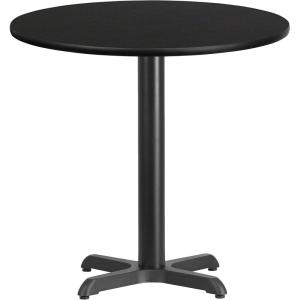Flash Furniture Graniss 30” Round Walnut Laminate Table Top with 22” x 22” Table Height Base(Black)