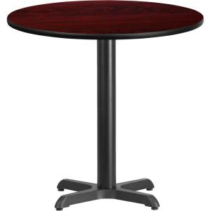 Flash Furniture Graniss 30” Round Walnut Laminate Table Top with 22” x 22” Table Height Base(Mahogany)