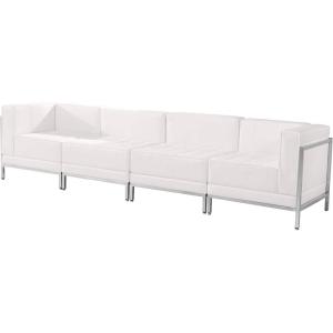 Flash Furniture HERCULES Imagination Series Black LeatherSoft 4 Piece Lounge Set(Melrose White)
