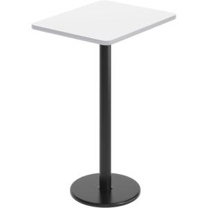 Flash Furniture Stiles 24” x 30” Rectangular Black Laminate Table Top with 18” Round Bar Height Table Base(White)