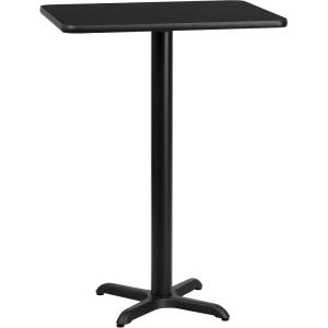 Flash Furniture Stiles 24” x 30” Rectangular Black Laminate Table Top with 22” x 22” Bar Height Table Base(Black)