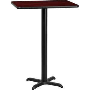 Flash Furniture Stiles 24” x 30” Rectangular Black Laminate Table Top with 22” x 22” Bar Height Table Base(Mahogany)