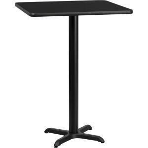 Flash Furniture Stiles 30” Square Black Laminate Table Top with 22” x 22” Bar Height Table Base(Black)
