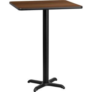 Flash Furniture Stiles 30” Square Black Laminate Table Top with 22” x 22” Bar Height Table Base(Walnut)