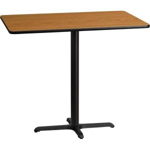 Flash Furniture Stiles 30” x 48” Rectangular Black Laminate Table Top with 23.5” x 29.5” Bar Height Table Base(Natural)