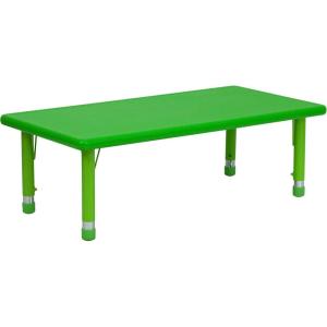 Flash Furniture Wren 24″W x 48″L Rectangular Natural Plastic Height Adjustable Activity Table(Green)