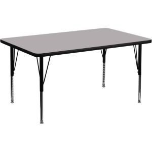 Flash Furniture Wren 30″W x 48″L Rectangular Oak Thermal Laminate Activity Table – Height Adjustable Short Legs(Grey)