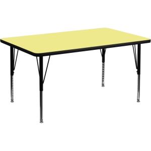 Flash Furniture Wren 30″W x 48″L Rectangular Oak Thermal Laminate Activity Table – Height Adjustable Short Legs(Yellow)