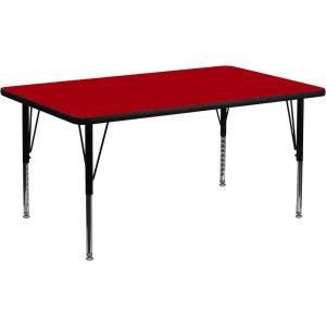 Flash Furniture Wren 30”W x 60”L Rectangular Red Thermal Laminate Activity Table – Height Adjustable Short Legs(Red)