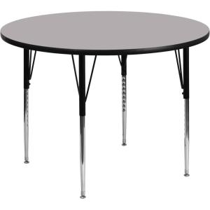 Flash Furniture Wren 42” Round Oak Thermal Laminate Activity Table – Standard Height Adjustable Legs(Grey)