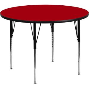 Flash Furniture Wren 42” Round Oak Thermal Laminate Activity Table – Standard Height Adjustable Legs(Red)