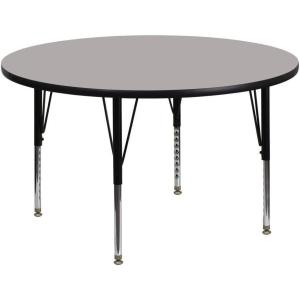 Flash Furniture Wren 48” Round Grey HP Laminate Activity Table – Height Adjustable Short Legs(Grey)