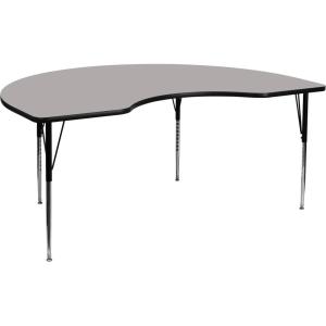 Flash Furniture Wren 48”W x 72”L Kidney Grey HP Laminate Activity Table – Standard Height Adjustable Legs(Grey)