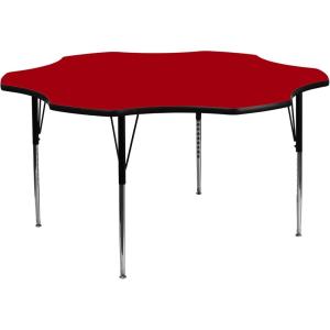 Flash Furniture Wren 60” Flower Oak Thermal Laminate Activity Table – Standard Height Adjustable Legs(Red)