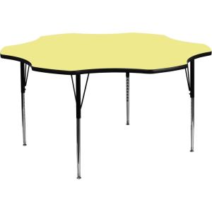 Flash Furniture Wren 60” Flower Oak Thermal Laminate Activity Table – Standard Height Adjustable Legs(Yellow)