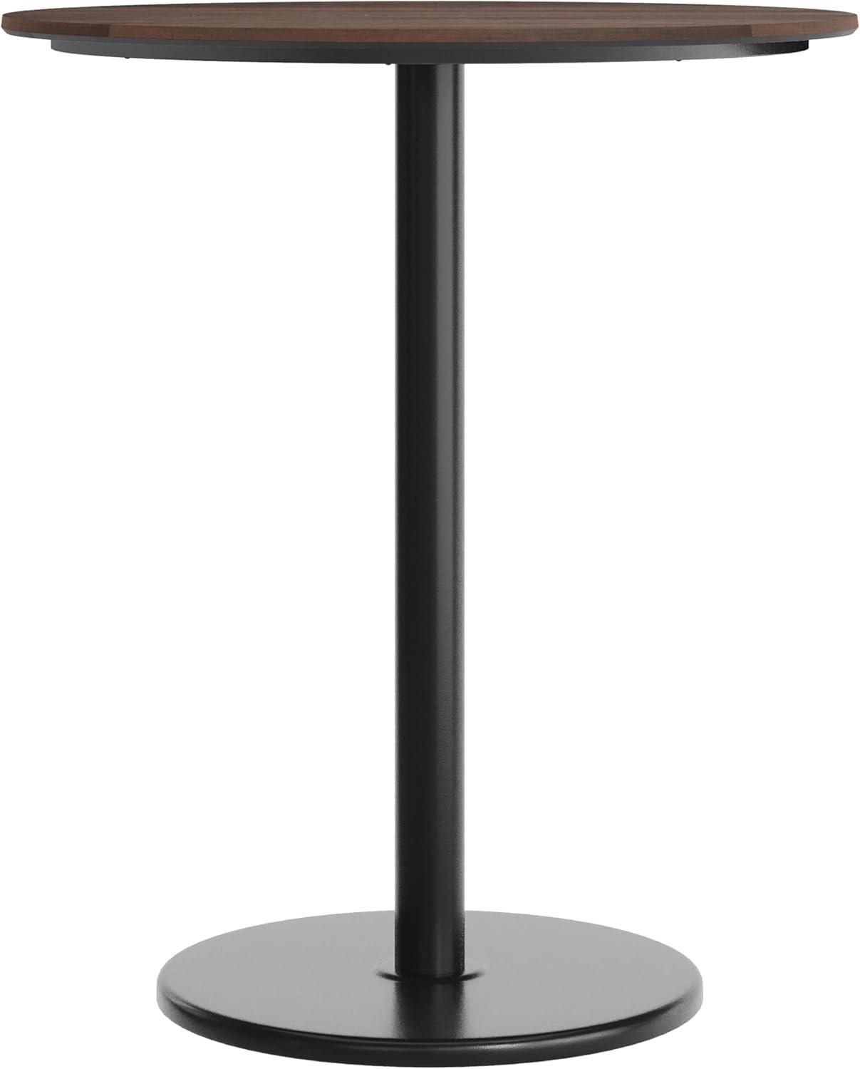 image:imageFlash Furniture Acadia 36 Round Indoor Gray Faux Concrete Tabletop with 24 Round Black Bar Height Base Seamless TopGuard HPL Top and EdgeDark BrownBlack Base