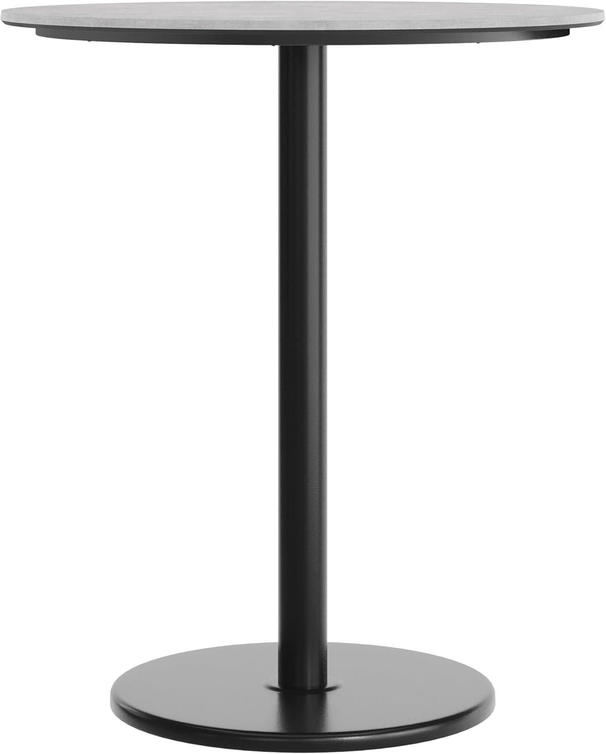 image:imageFlash Furniture Acadia 36 Round Indoor Gray Faux Concrete Tabletop with 24 Round Black Bar Height Base Seamless TopGuard HPL Top and EdgeGray Faux ConcreteBlack Base