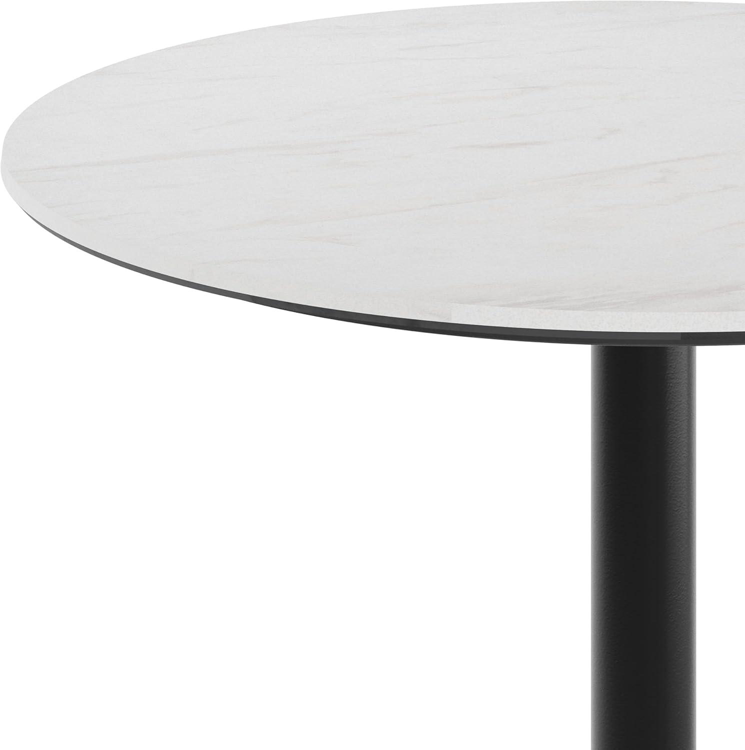 image:imageFlash Furniture Acadia 36 Round Indoor Gray Faux Concrete Tabletop with 24 Round Black Bar Height Base Seamless TopGuard HPL Top and EdgeWhite Faux MarbleBlack Base