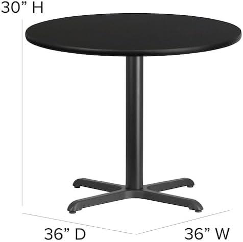 image:imageFlash Furniture Carlton 36 Round Mahogany Laminate Table Set with XBase and 4 Ladder Back Metal Chairs Burgundy Vinyl SeatBlack TopBlack Vinyl Seat
