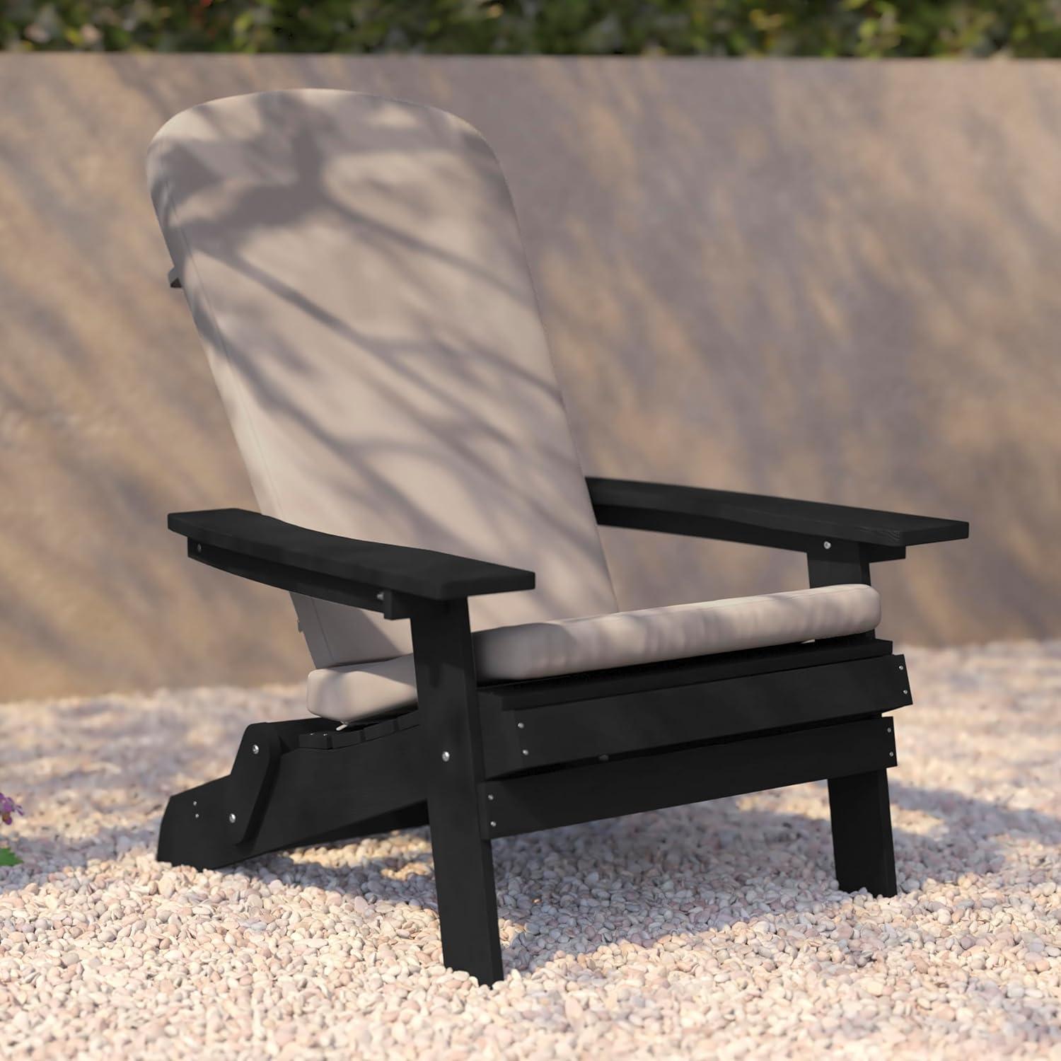 image:imageFlash Furniture Charlestown Folding Adirondack Chairs Poly Resin FrameAllWeather CushionsIndoorOutdoor Use Set of 2 WhiteTealBlackCream