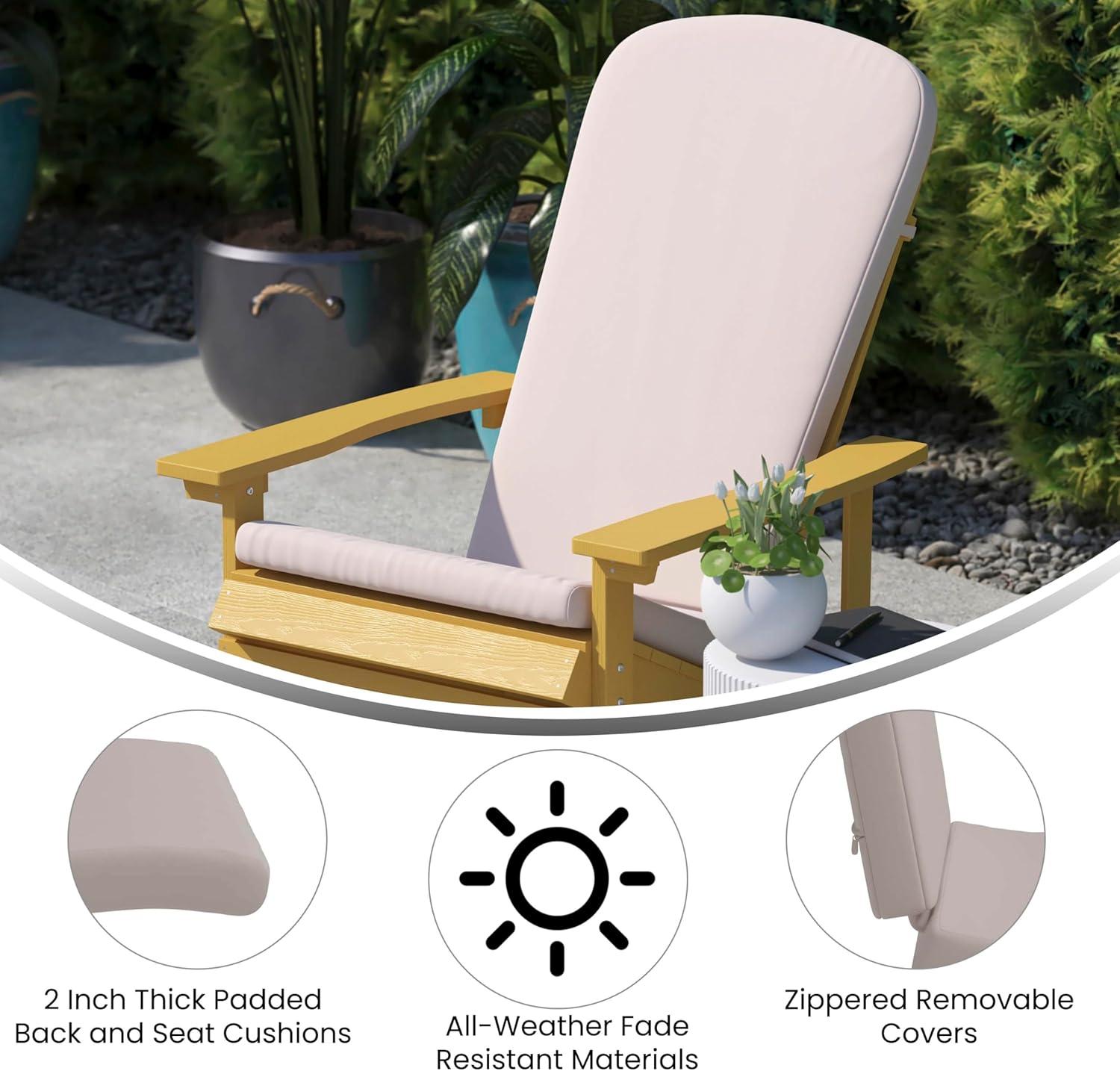 image:imageFlash Furniture Charlestown Folding Adirondack Chairs Poly Resin FrameAllWeather CushionsIndoorOutdoor Use Set of 2 WhiteTealBlackCream
