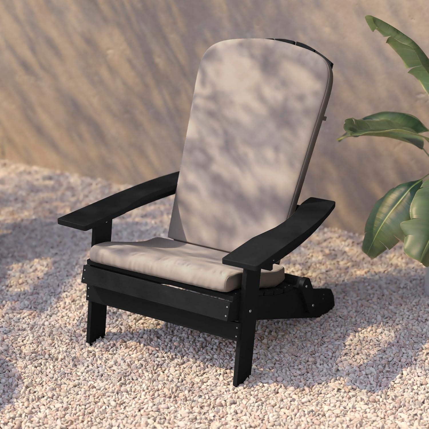 image:imageFlash Furniture Charlestown Folding Adirondack Chairs Poly Resin FrameAllWeather CushionsIndoorOutdoor Use Set of 2 WhiteTealBlackCream