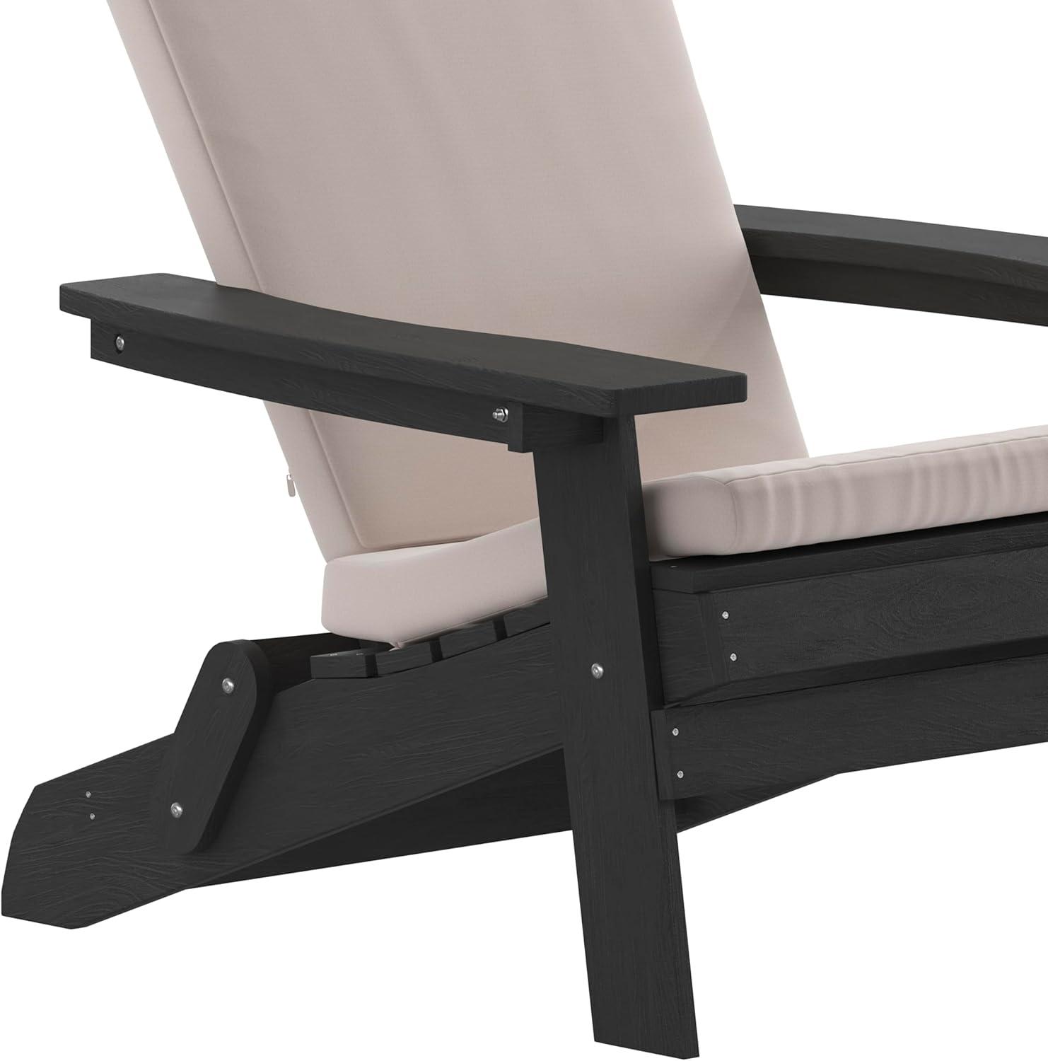 image:imageFlash Furniture Charlestown Folding Adirondack Chairs Poly Resin FrameAllWeather CushionsIndoorOutdoor Use Set of 2 WhiteTealBlackCream