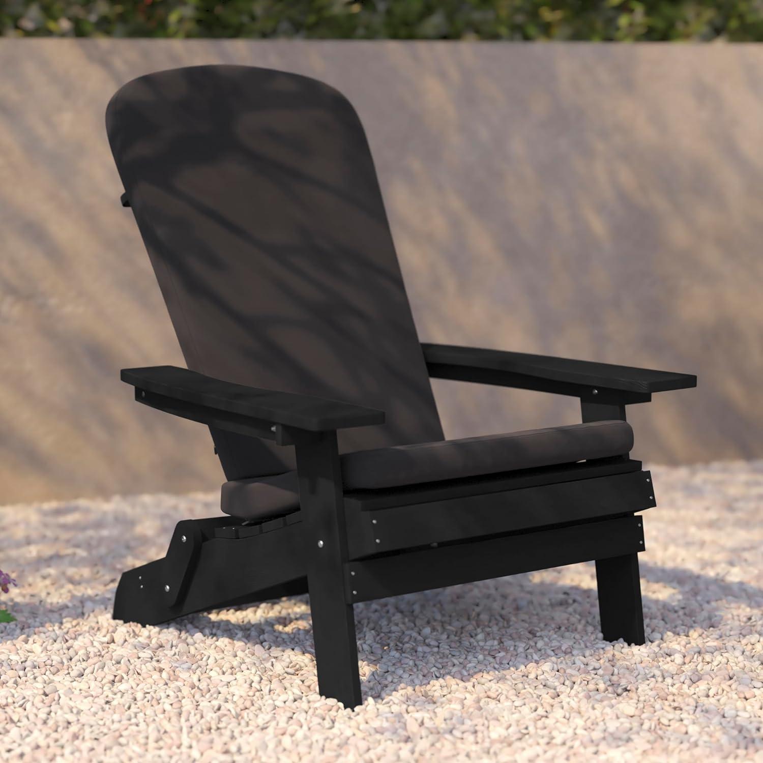 image:imageFlash Furniture Charlestown Folding Adirondack Chairs Poly Resin FrameAllWeather CushionsIndoorOutdoor Use Set of 2 WhiteTealBlackGray