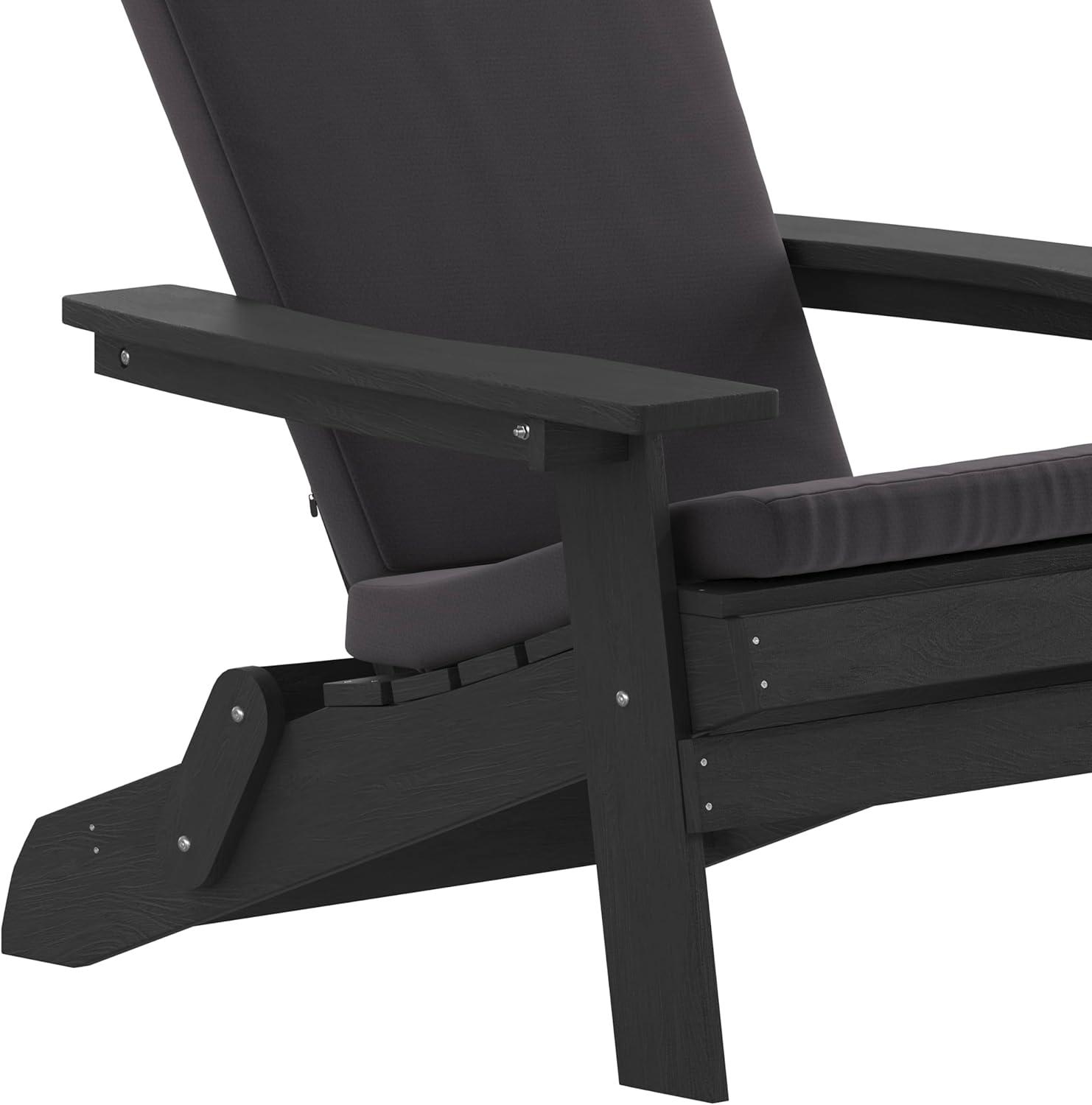 image:imageFlash Furniture Charlestown Folding Adirondack Chairs Poly Resin FrameAllWeather CushionsIndoorOutdoor Use Set of 2 WhiteTealBlackGray