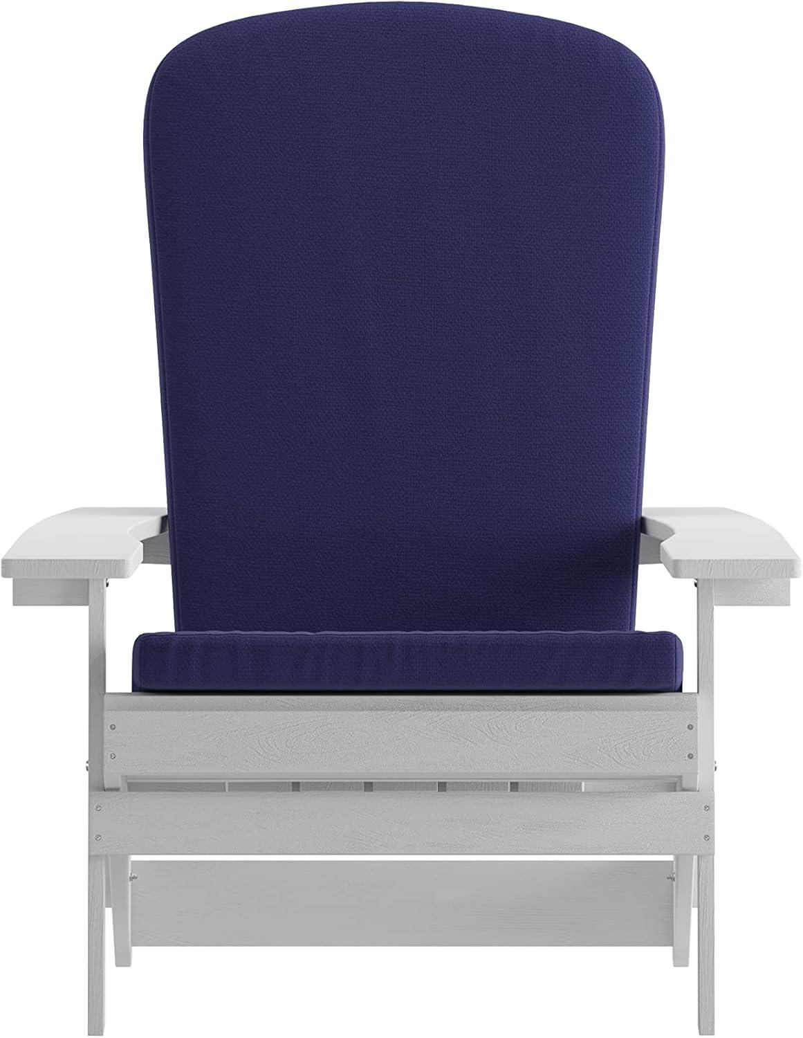 image:imageFlash Furniture Charlestown Folding Adirondack Chairs Poly Resin FrameAllWeather CushionsIndoorOutdoor Use Set of 2 WhiteTealWhiteBlue