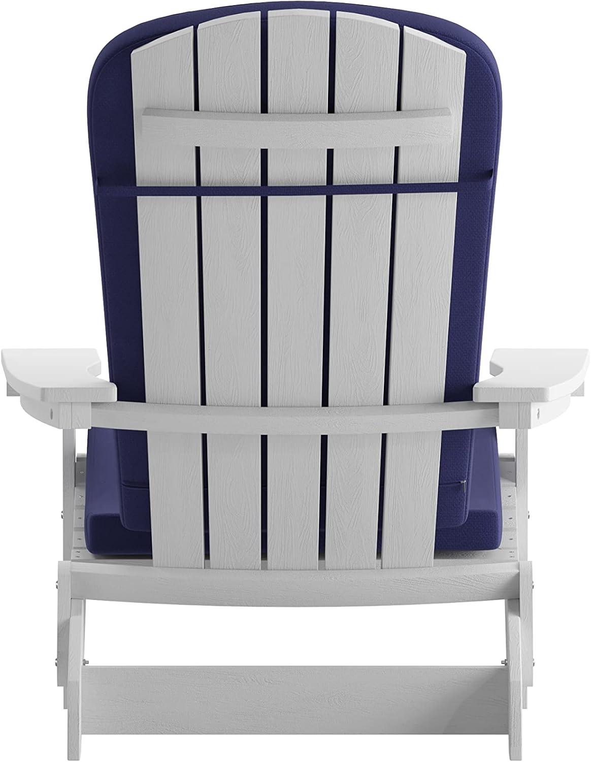 image:imageFlash Furniture Charlestown Folding Adirondack Chairs Poly Resin FrameAllWeather CushionsIndoorOutdoor Use Set of 2 WhiteTealWhiteBlue