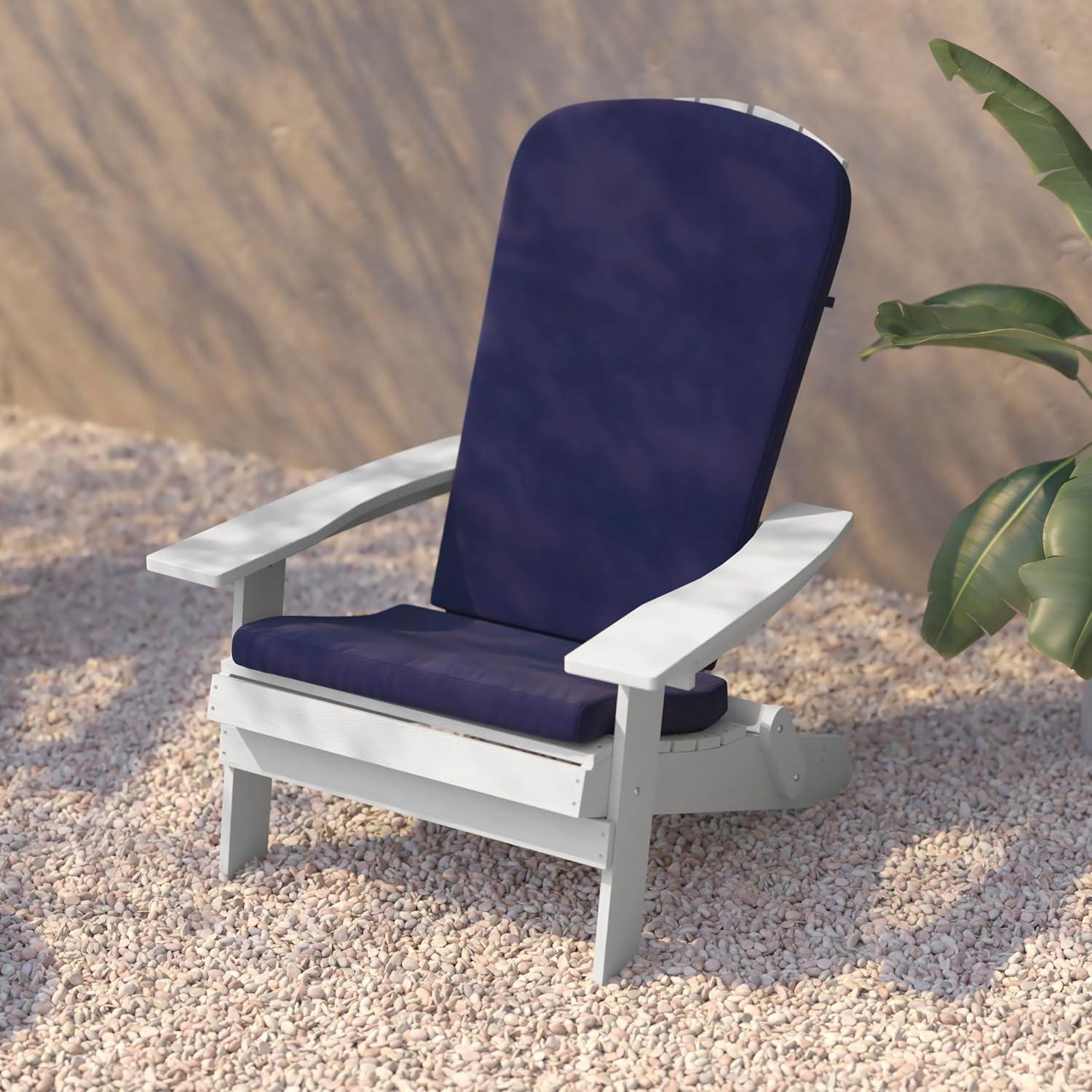 image:imageFlash Furniture Charlestown Folding Adirondack Chairs Poly Resin FrameAllWeather CushionsIndoorOutdoor Use Set of 2 WhiteTealWhiteBlue