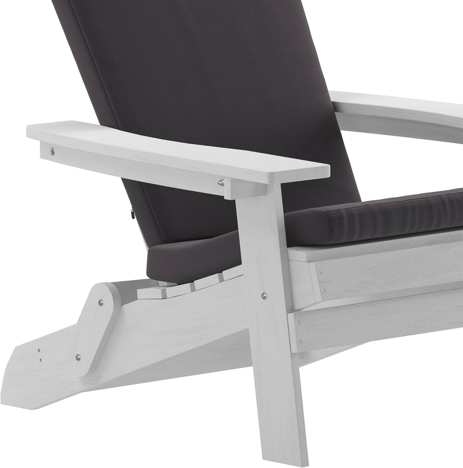 image:imageFlash Furniture Charlestown Folding Adirondack Chairs Poly Resin FrameAllWeather CushionsIndoorOutdoor Use Set of 2 WhiteTealWhiteGray