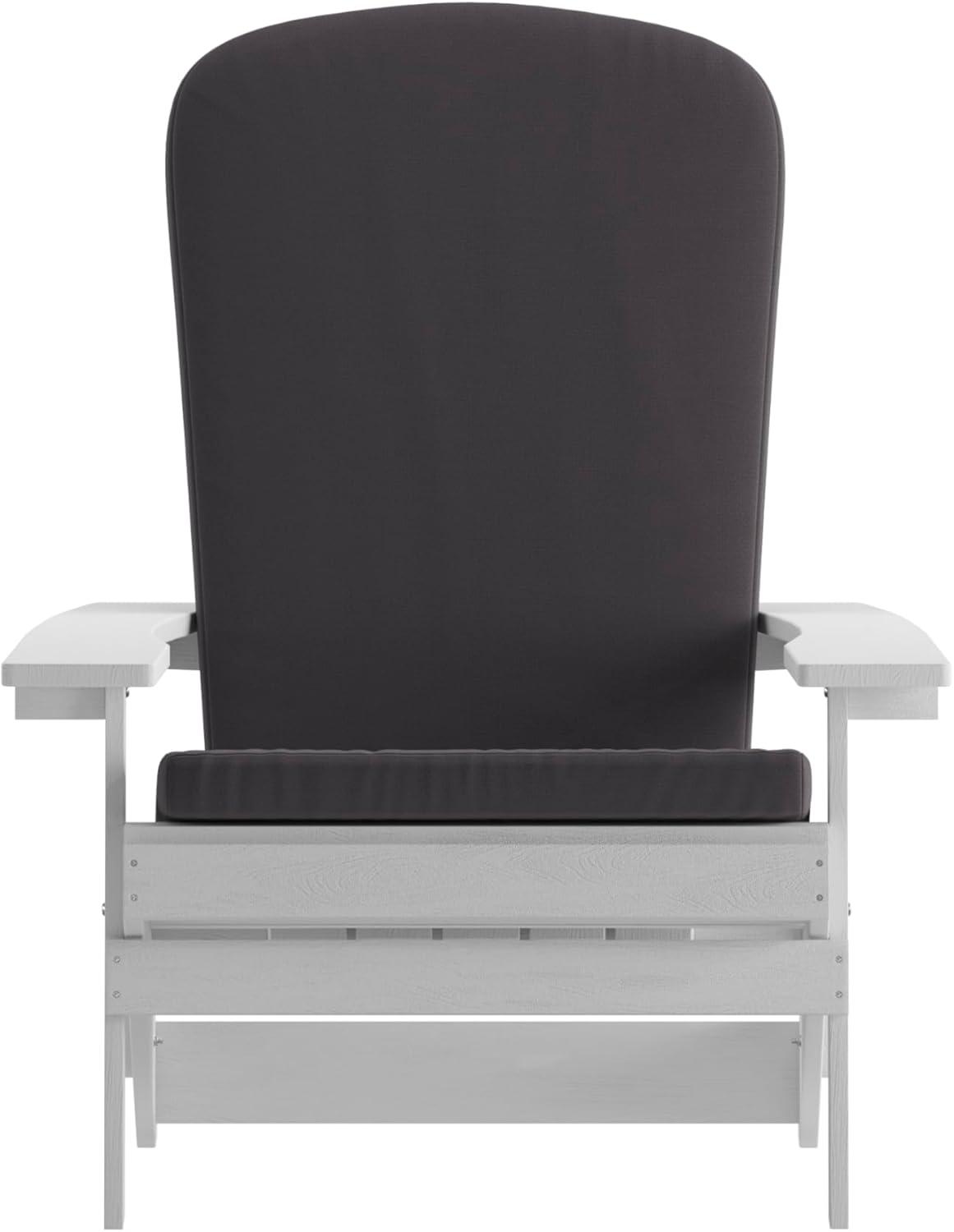 image:imageFlash Furniture Charlestown Folding Adirondack Chairs Poly Resin FrameAllWeather CushionsIndoorOutdoor Use Set of 2 WhiteTealWhiteGray