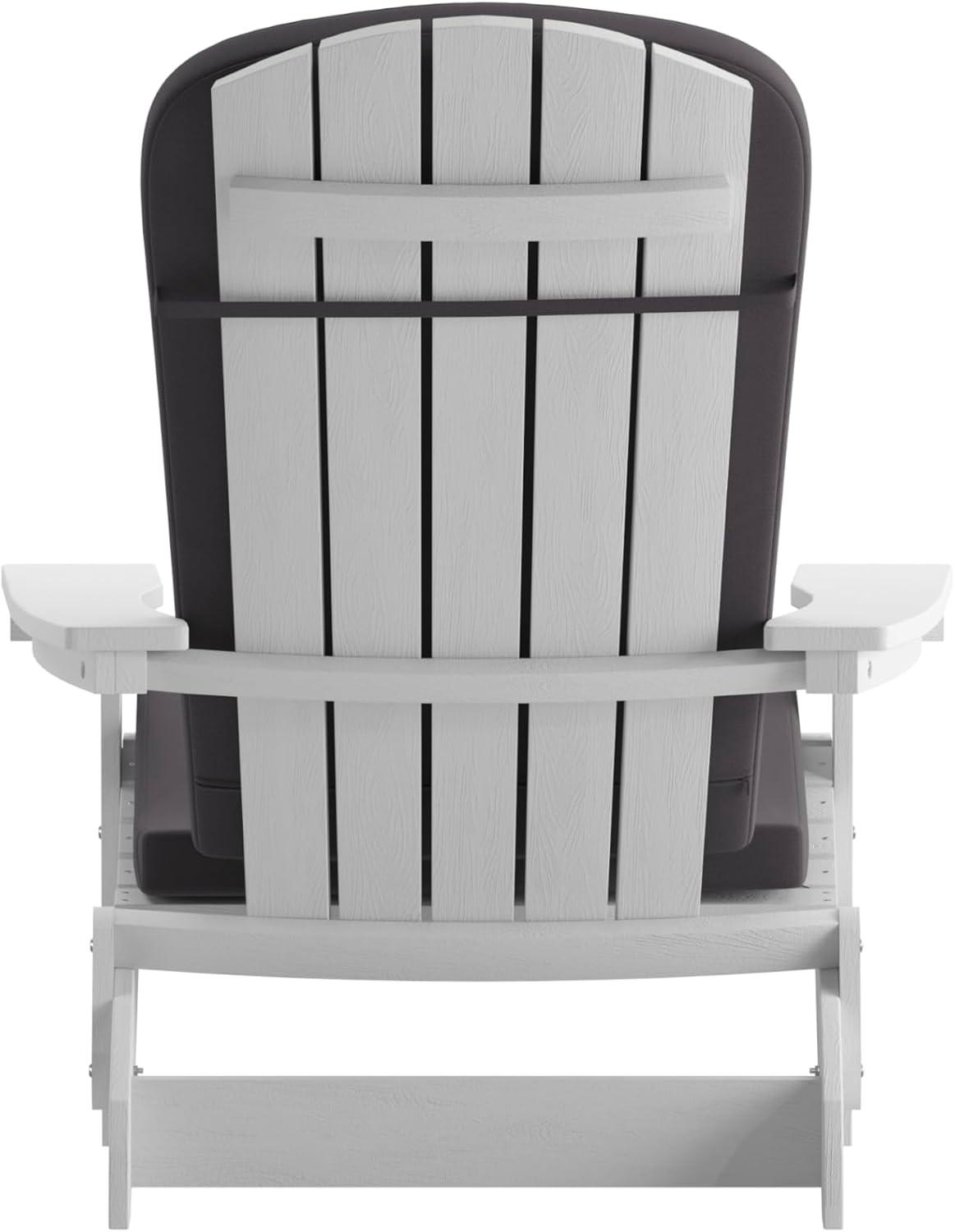 image:imageFlash Furniture Charlestown Folding Adirondack Chairs Poly Resin FrameAllWeather CushionsIndoorOutdoor Use Set of 2 WhiteTealWhiteGray