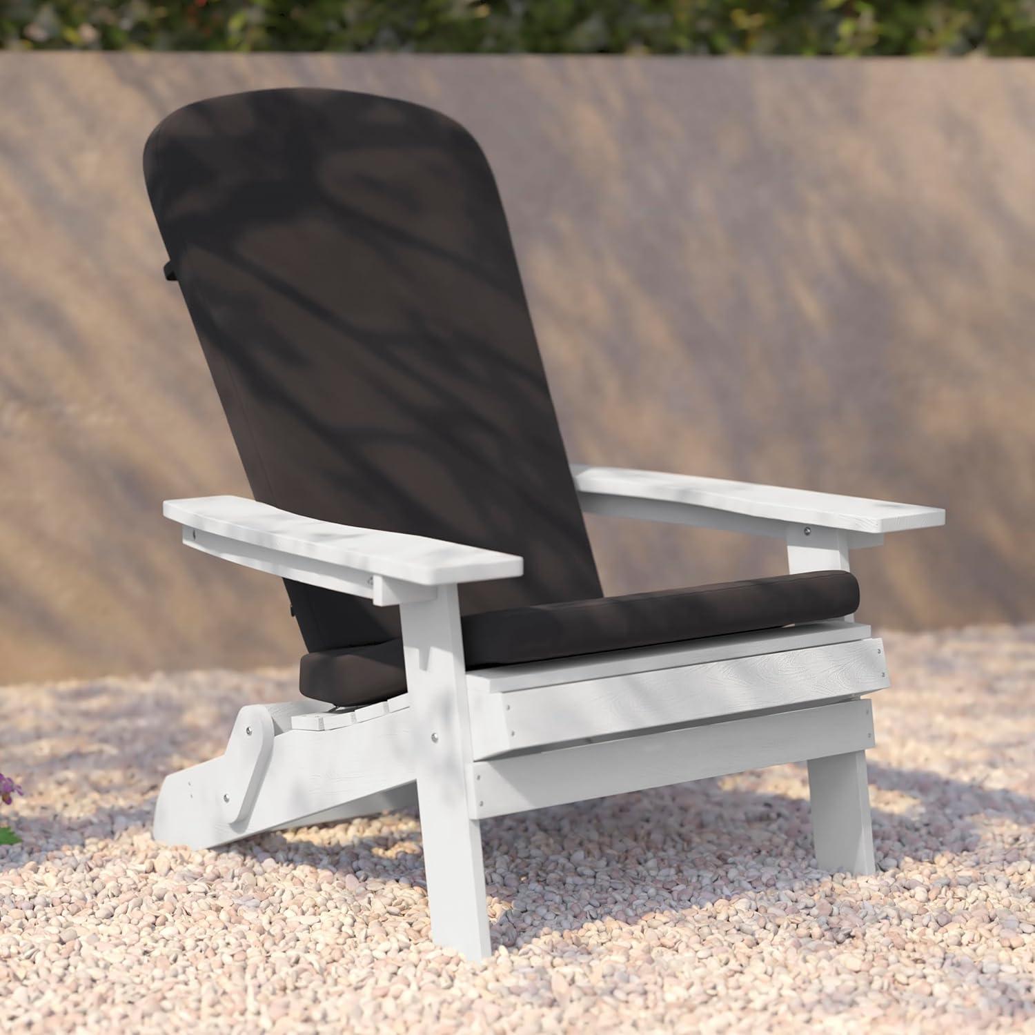 image:imageFlash Furniture Charlestown Folding Adirondack Chairs Poly Resin FrameAllWeather CushionsIndoorOutdoor Use Set of 2 WhiteTealWhiteGray